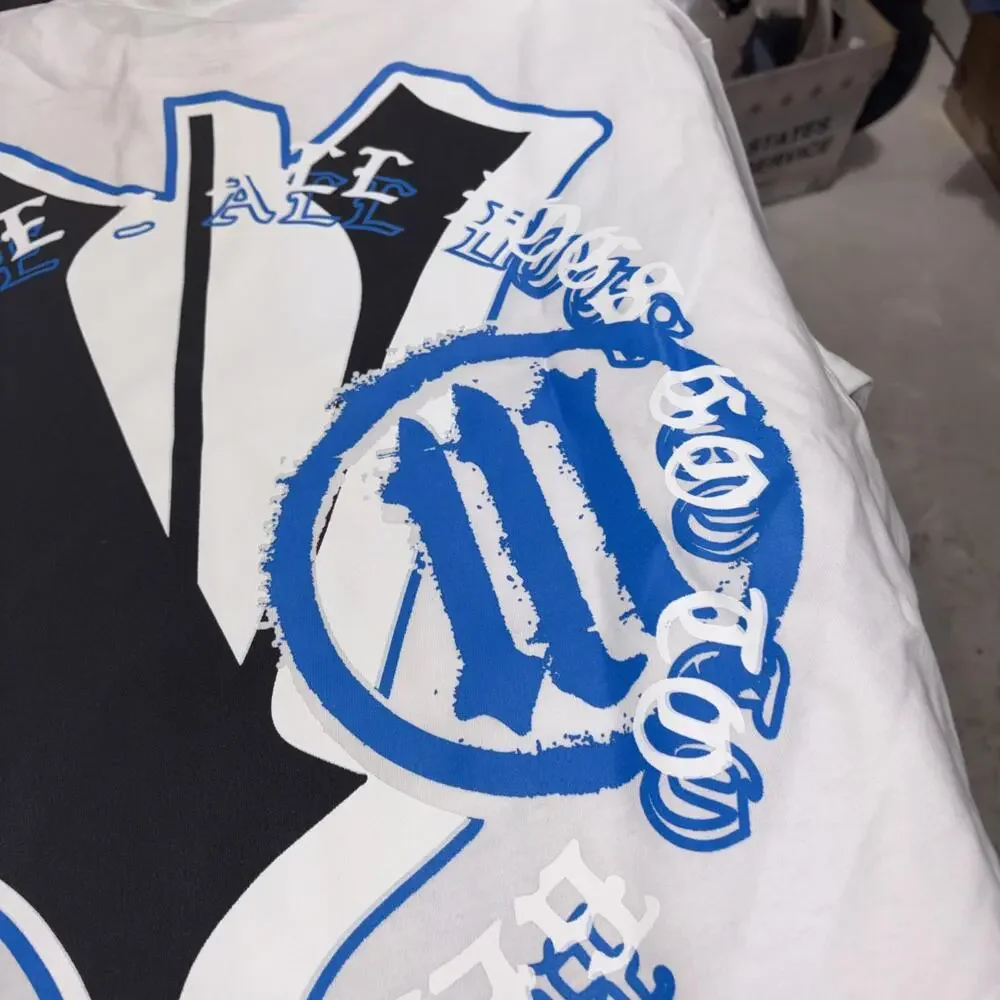 MI Vice Doberman Skeleton Graphic White Blue Black‎ Tee Mens XL NWOT NEW
